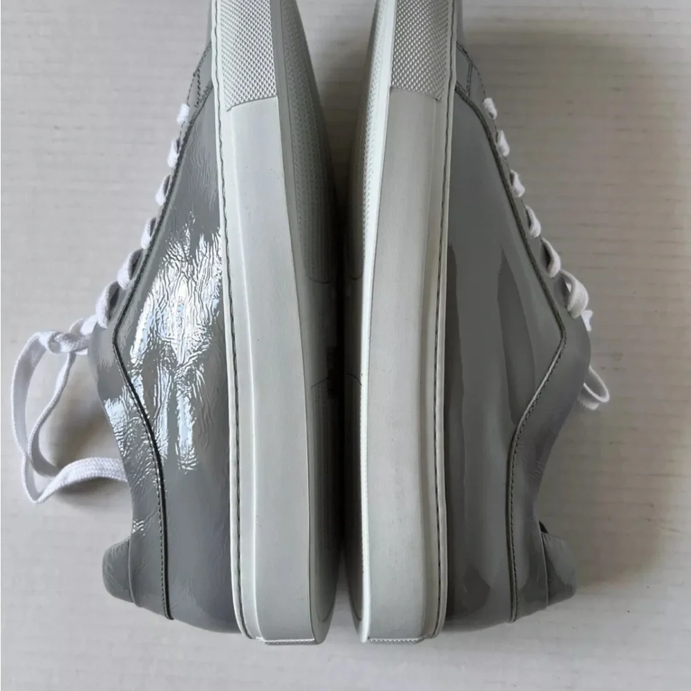 💖SALE💖M. Gemi 39/8.5 Sneakers Shoes Gray Patent Leather Made in Italy Women's - Picture 7 of 9